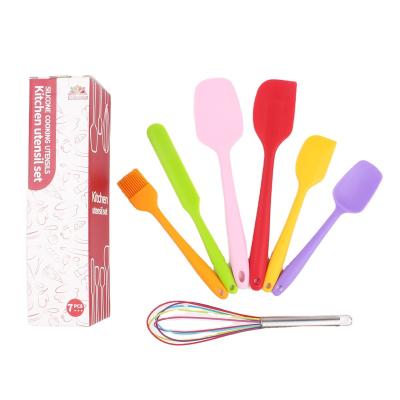 China Viable 7 PCS Silicone Kitchen Utensils Set Cooking Tools Instruments Accessories Kids Kitchen Baking Set for sale