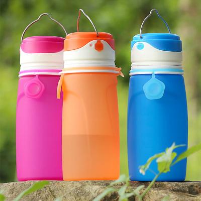 China New Viable Outdoor Products Multifunctional Silicone Folding Kettle Sports Water Cup LED Light Water Cup Bottle for sale