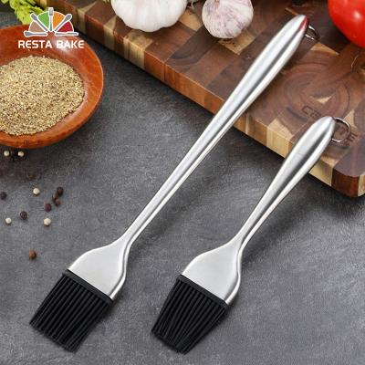 China Easily Cleaned Amazon Success Barbecue BBQ Tools Stainless Steel And Silicone Barbecue Brush Basting Brushes for sale