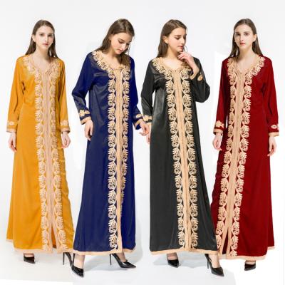 China European and American new design high quality plain fashion women's muslim dress muslim dress with beaded for sale