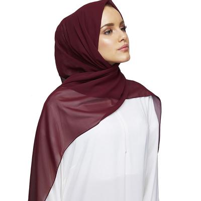 China High Quality Muslim Hijab Shawl Headwear Scarf Solid Color Chiffon Headscarf Wraps for sale