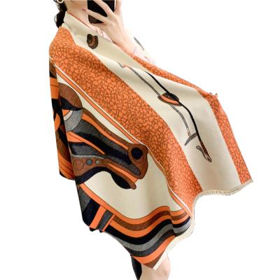 China 2021 design fashion horse scarves European American horse pattern winter ladies scarf acrylic thick cashmere shawl for sale