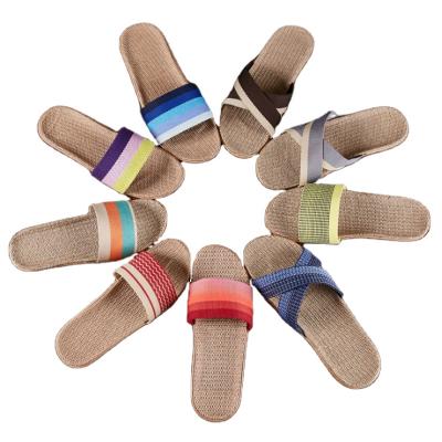 China Fashion Trend Linen Wholesale Home Indoor Canvas Slippers For Home for sale