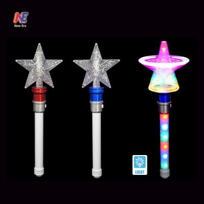 China Plastic Snowflake Spinning Up Stick Toy Star Stick Rainbow Flashing LED Light For Party for sale