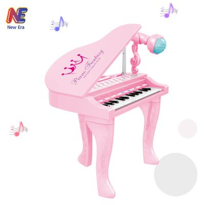 China Toy Pink Plastic Battery Operated 25 Key Grand Piano Toys with Microphone for sale