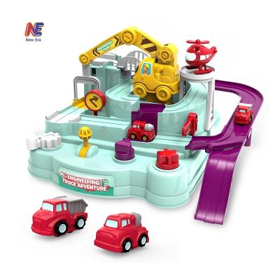 China Slot Toy Rescue Game Mechanical Manual Train Slot Toys Racer Car Adventure Track Toy for sale