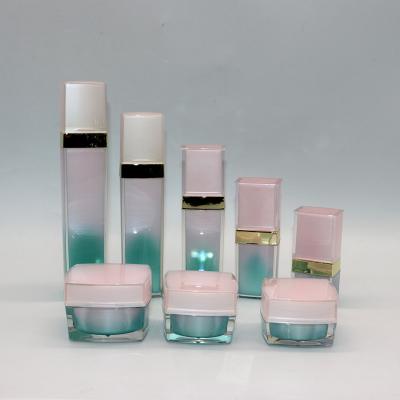 China Professional Luxury Square Acrylic Pet Bottle Empty Cosmetic Packaging PS Shape Lotion Bottle With Pump for sale