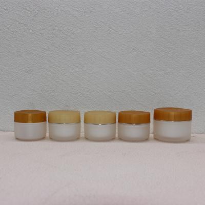 China 20g 30g Face Cream Eye Cream Lotion Bamboo Lid Custom Empty Cosmetic Bottle Packaging For Lotions for sale