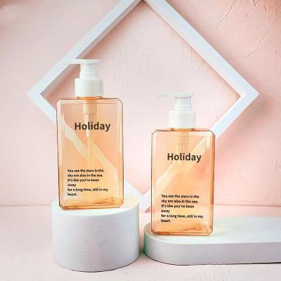 China Custom empty plastic facial wash set body wash shampoo shower gel body wash set empty men's lotion bottle square bathroom petg 200ML cosmetic packaging for sale