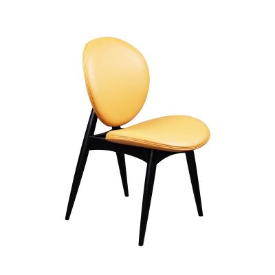 China Modern Solid Wood Flat Back Leather Material Upholstered Chair Is Ergonomic Upholstered Chair Seat Restaurant Furniture Back Seat for sale