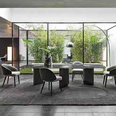 China Contemporary Modern Luxury Marble 6 Chairs Restaurant Furniture and Metal Kitchen Dining Table Stainless Steel Marble Dining Sets Dining Tables for sale