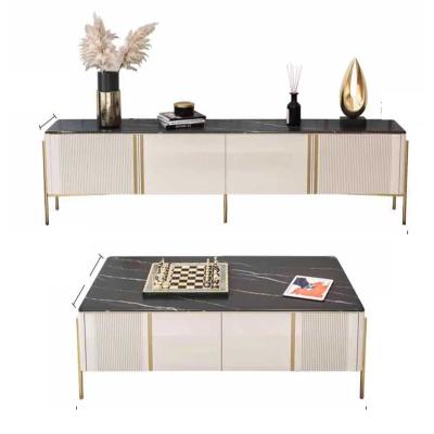 China Contemporary Marble Luxury Modern High End Coffee Table Set Modern Wood 55 Gold European Style In TV Stand for sale