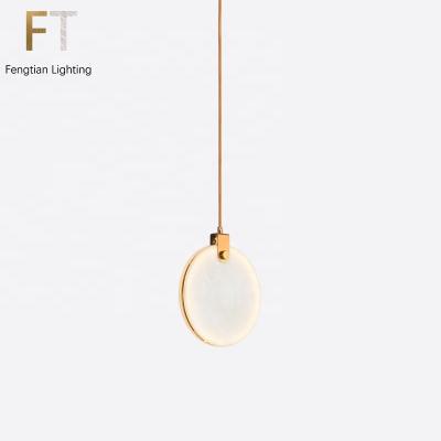 China 2021 new modern luxury lighting alabaster lamp led round marble restaurant pendant lamp 2021 new luxury droplight for sale