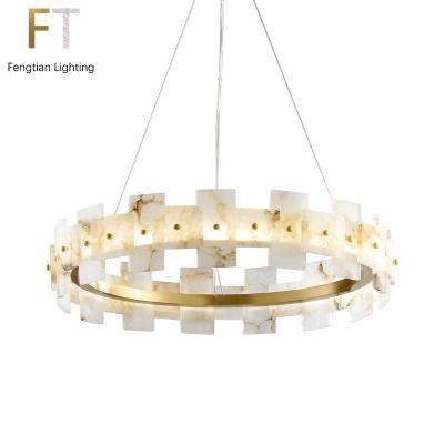 China Modern Luxury Droplight Bronze Finish With Shade Avalon Ring Shape Alabaster Chandelier Marble Chandeliers for sale