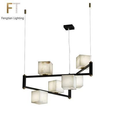 China Simple Creative Full Chandelier Designer Tea Room Study Lamp Living Room Modern Luxury Copper Marble Modern Dining Room Lamp for sale