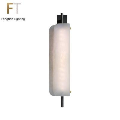 China Full TV Alabaster modern design background wall light luxury copper bedroom bedside wall lamp from the living room for sale