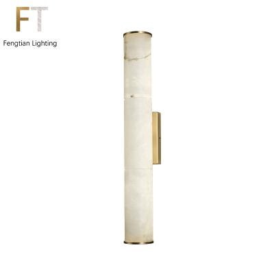 China Modern Modern Decoration Copper Stair Hallway Lamp Alabaster Style Marble Led Wall Lamp for sale