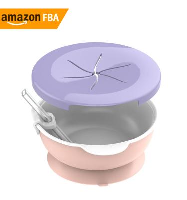 China BPA Free 2021 NEW AMAZONE PRODUCT Silicone Spill Proof Sucker Baby Bowl Snack Feeding Bowl With Straw for sale