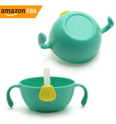 China BPA Free 2021 NEW PRODUCT AMAZONE Silicone Baby Feeding Bowl With Straw , Snack Bowl for sale