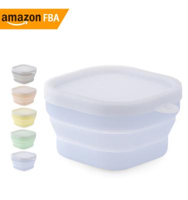 China BPA Free 2021 NEW Alibaba Stock Silicone Baby Feeding Set , Foldable Baby Bowl With Lid for sale