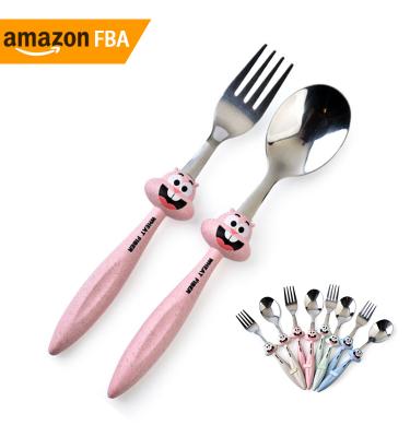 China New Amazon 2021 Viable Product Stainless Steel Cartoon Dinnerware Set Of 2, Spoon Fork Set for sale