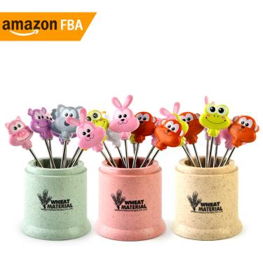 China 2021 New Amazon Sustainable Product Stainless Steel Cartoon Animal Fork Set Of 9 for sale