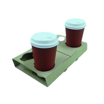 China Recycled Materials Customized Printing Hot Takeaway Cups Carrier Foldable Paper Cup Holder Tray for sale