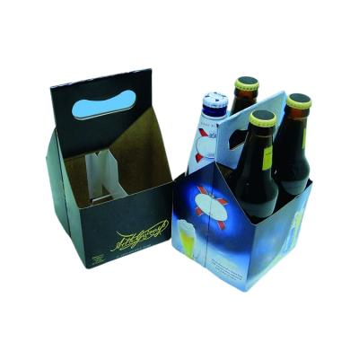 China Recycled Materials Custom Printed Recycled Corrugated Kraft Paper Box Carrying Set Of 6 Pieces Wine Beer Bottle Holder Bracket for sale