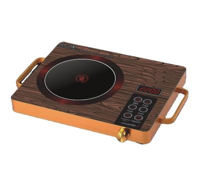 China Household Electric Cooker Wood Grain Style 2200W Double Infrared Ring With Button Infrared Cooker Hob for sale