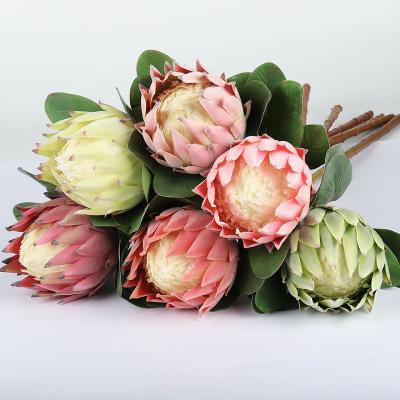 China Beautiful Colorful High Quality Baby's Breath Artificial Flower Protea Cynaroides King Protea For Home Decor for sale