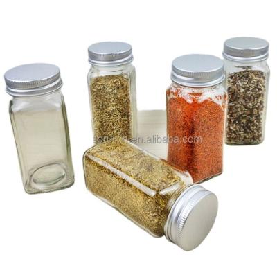 China Wholesale Canisters 4oz 120ml Square Freshness Preservation Kitchen Spice Packaging Glass Jar for sale