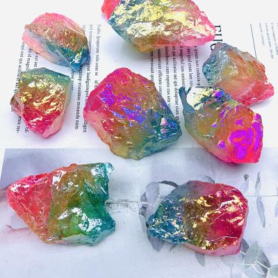 China China Natural Blue Aura Healing Rough Raw Crystal Mineral Clear Quartz For Fengshui Crafts Christmas Decoration for sale