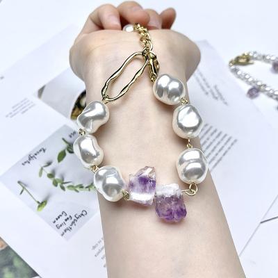 China China women fine jewelry love heart beaded natural pearl irregular beaded bracelets diy for women for sale