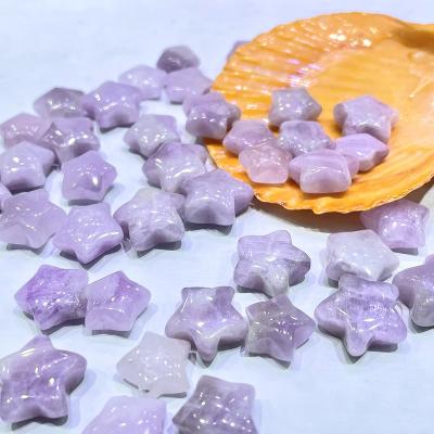 China Wholesale China Crystal Stone Natural Hand Carved Kunzite Small Stars For Decoration for sale