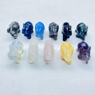 China Wholesale Natural Mixed Crystal Elephants Carving For Crystal Stone Decoration From China for sale