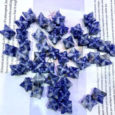 China China Wholesale Crystal Quartz Blue Spotted Markaba Stars Chakra Crystal Set for sale