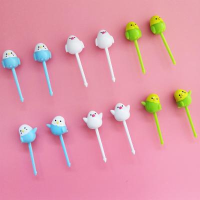 China Cute Disposable ABS Bento Picks Food Picks Fruit Forks Unicorn Animal Food Pick for sale