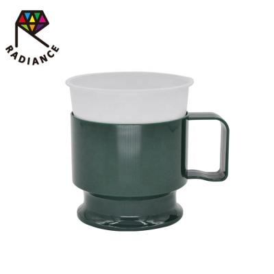 China Office 220ml Disposable Plastic Coffee Cup With Plastic Holder for sale