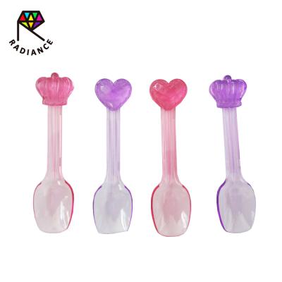 China Pudding And Heart And Crown Shape Disposable Plastic Spoon 8cm Fork for sale