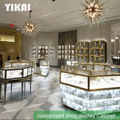 China Custom Jewelry Shop Jewelry Store Design and Manufacture, Metal Glass Jewelry Display Showcase Cabinet for Jewellry Store for sale