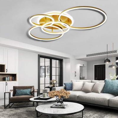 China Wholesale Cheap Modern Unique Design LED Gold Rings Round Ceiling Lamp Modern Home Decoration Lighting for sale