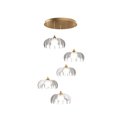 China China Factory Supply LED Modern Design Three Lights Gold Dining Pendant Lamp Acrylic Shade Hanging Light For Home Decoration for sale