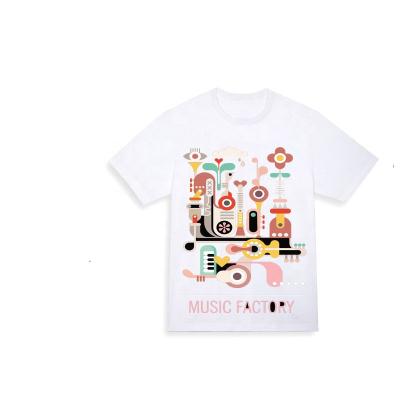 China Plus Size Custom Cute Style Printing Men And Lady Loose Fit White T-shirt 250Gram Weight Of Fabric Heat-transfer Printing Graphic for sale