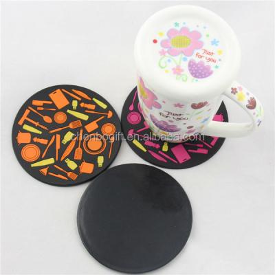 China 100mm viable round shape 3d pvc plastic rubber soft coaster, rubber kitchen drinks cup coaster and beer coaster for sale