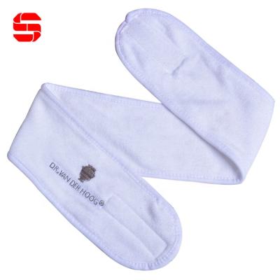 China Wholesale Sporty Women Wash Face Makeup Headband Cotton Terry Make Up Hair Accessories Spa White Headband With Embroidery Custom Logos for sale