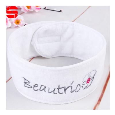 China Wholesale Soft Blank White Make Up Headband Wash Face Makeup Headbands Custom Logo Cotton Terry Towel Yoga Spa Headband for sale