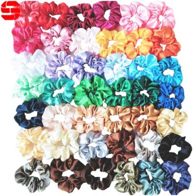 China Fashionable Custom Velvet Hair Ties Wholesale 60 Silk Hair Scrunchie Cover Satin Hair Color Velvet Scrunchies For Girls Women for sale