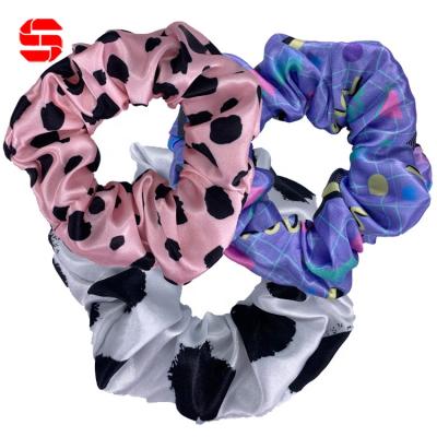 China Custom Smart Casual Elastic Chiffon Hair Bands Wholesale Velvet Scrunchie Sublimation Satin Hair Scrunchies For Girls Women for sale