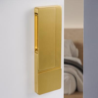 China Flat Wooden Household Copper Bedroom Room Door Mute Lock Modern Rectangular Indoor Bathroom Hidden Lock for sale