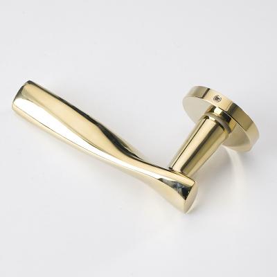 China Hotel Modern Solid Brass Home Security Lever Lock Manufacturer Interior Gold Door Handles for sale